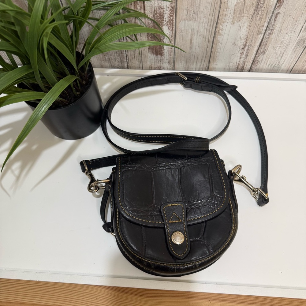 Dooney & Bourke Black Croc-Embossed Leather Mini Crossbody Bag